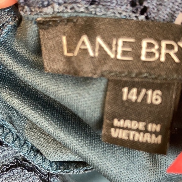 Lane Bryant Blue Pleated Lace Yoke Swing Shift Dress 14/16 Plus Mini Feminine - Picture 14 of 16